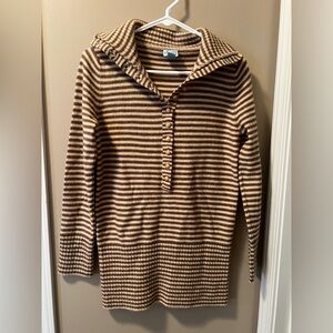 Plenty by Tracy Reese Tan and Cream Striped Sweater Size Medium